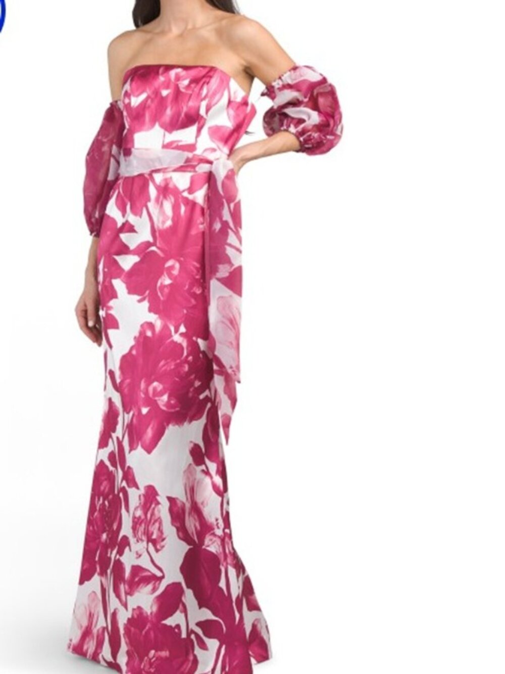 RENE BY RENE RUIZ Off The Shoulder Floral Gown w/Detachable Sleeve